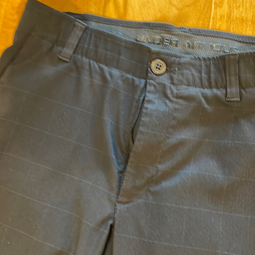 Under Armour golf pants. Black with dark blue fine plaid